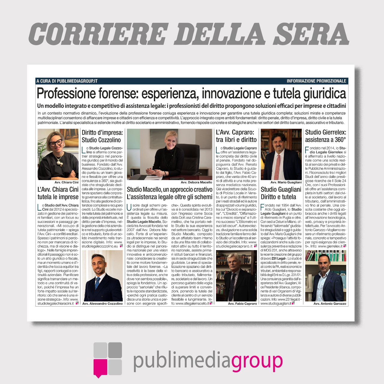 Speciale Corriere della Sera dedicato alla professione forense.
